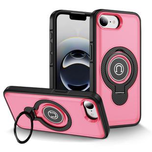 For iPhone 16e TPU Hybrid PC Magnetic Holder Phone Case(Pink)