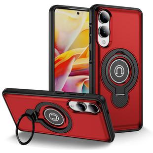 For Samsung Galaxy S25 Edge 5G TPU Hybrid PC Magnetic Holder Phone Case(Red)