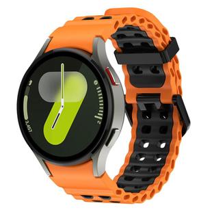For Samsung Galaxy Watch 7 40 / 44mm Ocean Dual-Row Hole Two Color Silicone Watch Band(Orange Black)