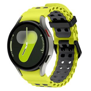 For Samsung Galaxy Watch 7 40 / 44mm Ocean Dual-Row Hole Two Color Silicone Watch Band(Lime Gray)