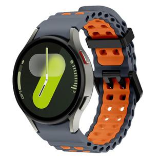 For Samsung Galaxy Watch 7 40 / 44mm Ocean Dual-Row Hole Two Color Silicone Watch Band(Space Gray Orange)