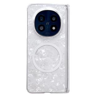 For OPPO Find N5 Magnetic Axis Pearlescent Shell Texture MagSafe Phone Case(White)