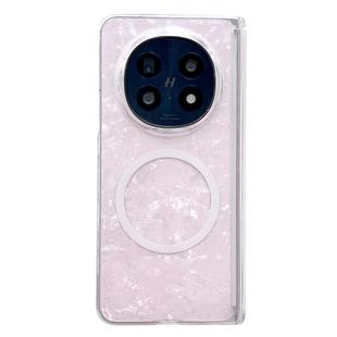 For OPPO Find N5 Magnetic Axis Pearlescent Shell Texture MagSafe Phone Case(Pink)