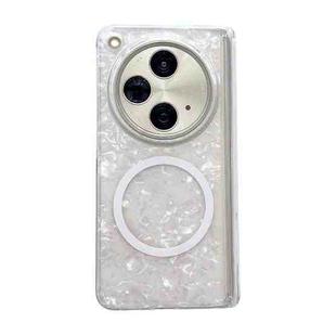 For OPPO Find N3 Magnetic Axis Pearlescent Shell Texture MagSafe Phone Case(White)