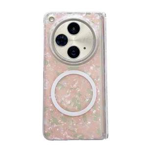 For OPPO Find N3 Magnetic Axis Pearlescent Shell Texture MagSafe Phone Case(Pink Green)