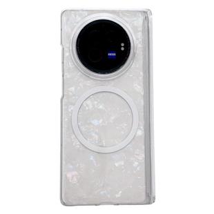 For vivo X Fold3 Magnetic Axis Pearlescent Shell Texture MagSafe Phone Case(White)