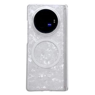 For vivo X Fold3 Pro Magnetic Axis Pearlescent Shell Texture MagSafe Phone Case(White)