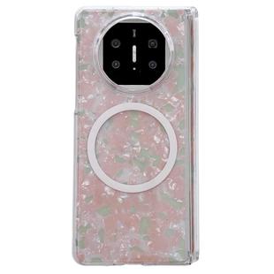 For Huawei Mate X5 Magnetic Axis Pearlescent Shell Texture MagSafe Phone Case(Pink Green)