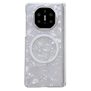 For Huawei Mate X6 Magnetic Axis Pearlescent Shell Texture MagSafe Phone Case(White)