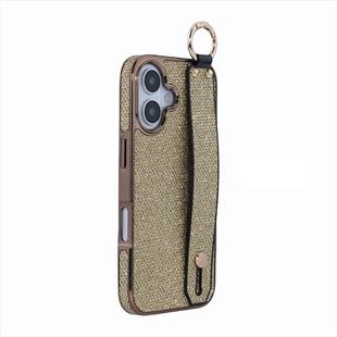 For iPhone 16 Electroplating Loose Powder Wristband Holder Phone Case(Gold)