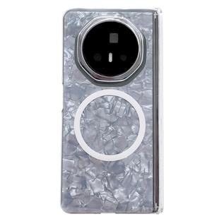 For Honor Magic V3 Magnetic Axis Pearlescent Shell Texture MagSafe Phone Case(White)