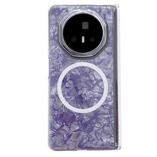 For Honor Magic V3 Magnetic Axis Pearlescent Shell Texture MagSafe Phone Case(Purple)