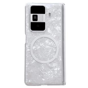 For Honor Magic Vs3 Magnetic Axis Pearlescent Shell Texture MagSafe Phone Case(White)