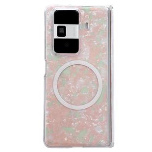 For Honor Magic Vs3 Magnetic Axis Pearlescent Shell Texture MagSafe Phone Case(Pink Green)
