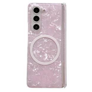 For Samsung Galaxy Z Fold6 5G Magnetic Axis Pearlescent Shell Texture MagSafe Phone Case(Pink)