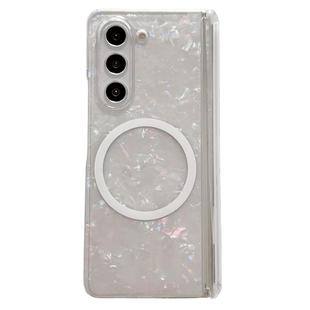 For Samsung Galaxy Z Fold6 5G Magnetic Axis Pearlescent Shell Texture MagSafe Phone Case(Beige)