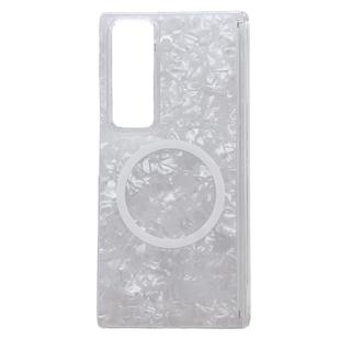 For Samsung Galaxy Z Fold Special Magnetic Axis Pearlescent Shell Texture MagSafe Phone Case(White)