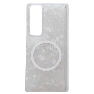 For Samsung Galaxy Z Fold Special Magnetic Axis Pearlescent Shell Texture MagSafe Phone Case(Beige)