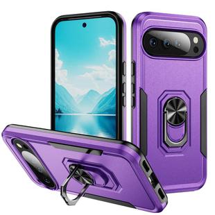 For Google Pixel 10 Pro XL Pioneer Armor Heavy Duty PC + TPU Phone Case with Holder(Purple+Black)