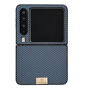 For Huawei Pura X Black Frame Kevlar Carbon Fiber Ultra-thin Nameplate Shockproof Phone Case(Blue)