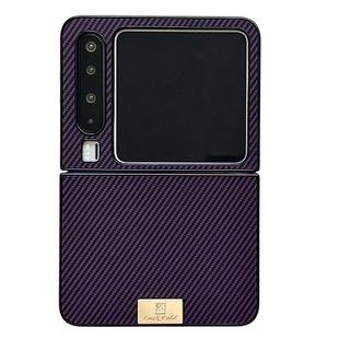 For Huawei Pura X Black Frame Kevlar Carbon Fiber Ultra-thin Nameplate Shockproof Phone Case(Purple)