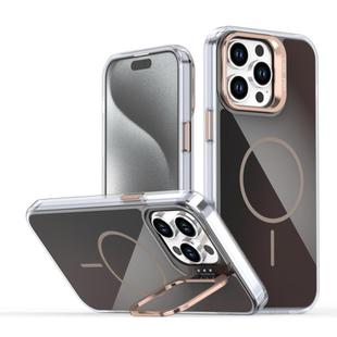 For iPhone 14 Pro Max Gradient Discolor Lens Kickstand Magsafe Phone Case(Desert Gold)
