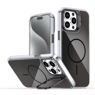 For iPhone 14 Pro Max Gradient Discolor Lens Kickstand Magsafe Phone Case(Black)