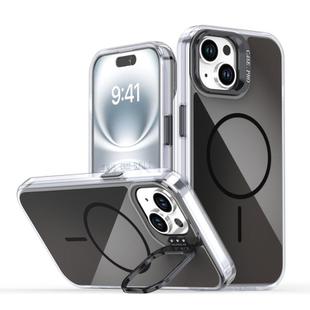For iPhone 14 / 13 Gradient Discolor Lens Kickstand Magsafe Phone Case(Black)