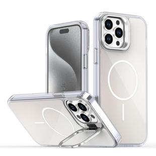 For iPhone 13 Pro Max Gradient Discolor Lens Kickstand Magsafe Phone Case(White)