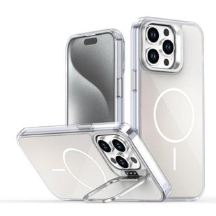 For iPhone 13 Pro Gradient Discolor Lens Kickstand Magsafe Phone Case(White)