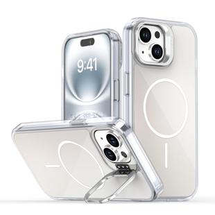 For iPhone 11 Gradient Discolor Lens Kickstand Magsafe Phone Case(White)
