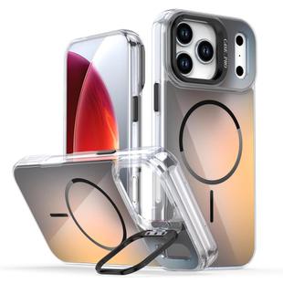 For iPhone 17 Pro Max Gradient Discolor Lens Kickstand Magsafe Phone Case(Black)