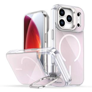 For iPhone 17 Pro Gradient Discolor Lens Kickstand Magsafe Phone Case(White)