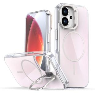 For iPhone 17 Gradient Discolor Lens Kickstand Magsafe Phone Case(White)