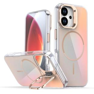 For iPhone 17 Gradient Discolor Lens Kickstand Magsafe Phone Case(Desert Gold)