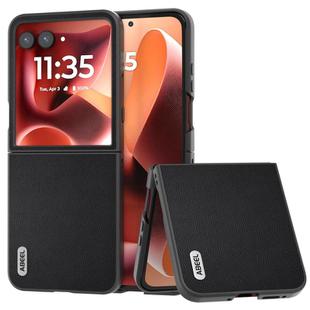 For Motorola Razr 60 Ultra ABEEL Genuine Leather Elegant Black Edge Phone Case(Black)