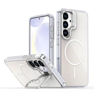 For Samsung Galaxy S23 5G Gradient Discolor Lens Kickstand Magsafe Phone Case(White)