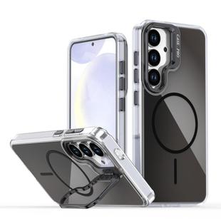 For Samsung Galaxy S23 5G Gradient Discolor Lens Kickstand Magsafe Phone Case(Black)