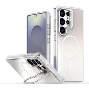For Samsung Galaxy S23 Ultra 5G Gradient Discolor Lens Kickstand Magsafe Phone Case(White)