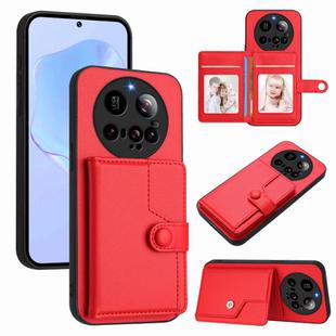 For Xiaomi 15 Ultra Button Card Bag RFID Anti-theft Phone Case(Red)
