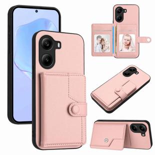 For Xiaomi Poco X7 Pro Button Card Bag RFID Anti-theft Phone Case(Pink)