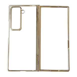 For Samsung Galaxy Z Fold Special Plating Spring Axis Skin Feel Phone Case(Gold)