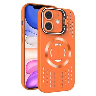 For iPhone 11 Lens Holder MagSafe Cooling Phone Case(Orange)