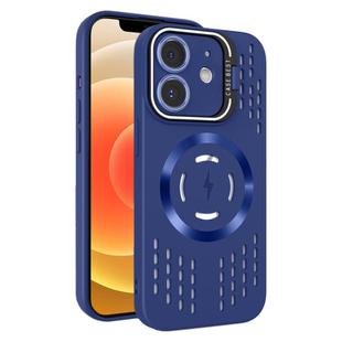 For iPhone 12 Lens Holder MagSafe Cooling Phone Case(Royal Blue)