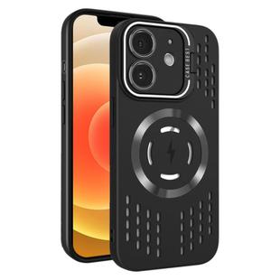 For iPhone 12 Lens Holder MagSafe Cooling Phone Case(Black)