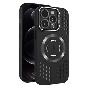 For iPhone 12 Pro Lens Holder MagSafe Cooling Phone Case(Black)
