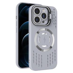 For iPhone 12 Pro Max Lens Holder MagSafe Cooling Phone Case(Grey)
