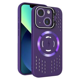 For iPhone 13 Lens Holder MagSafe Cooling Phone Case(Dark Purple)