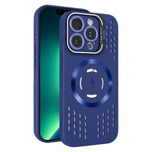 For iPhone 13 Pro Max Lens Holder MagSafe Cooling Phone Case(Royal Blue)