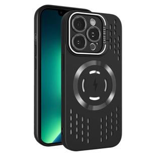 For iPhone 13 Pro Max Lens Holder MagSafe Cooling Phone Case(Black)